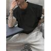 image:imageGORGLITTER Mens Cap Sleeve Cropped Tee Top Unisex Crew Neck Dolman Sleeve Oversized T ShirtBlack