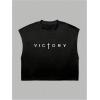 image:imageGORGLITTER Mens Cap Sleeve Cropped Tee Top Unisex Crew Neck Dolman Sleeve Oversized T ShirtBlack and Graphic