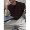 image:imageGORGLITTER Mens Cap Sleeve Cropped Tee Top Unisex Crew Neck Dolman Sleeve Oversized T ShirtChocolate Brown