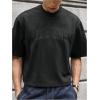 image:imageGORGLITTER Mens Cropped T Shirt Crop Top Graphic Short Sleeve Oversized Gym Boxy Tees Workout ShirtsBlack