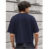 image:imageGORGLITTER Mens Cropped T Shirt Crop Top Graphic Short Sleeve Oversized Gym Boxy Tees Workout ShirtsDark Blue
