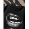image:imageGORGLITTER Mens Lip Pattern Graphic Tees Loose Short Sleeve Crewneck T Shirts Streetwear TopBlack