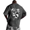image:imageGORGLITTER Mens Lip Pattern Graphic Tees Loose Short Sleeve Crewneck T Shirts Streetwear TopDark Grey Skull  Letter