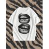 image:imageGORGLITTER Mens Lip Pattern Graphic Tees Loose Short Sleeve Crewneck T Shirts Streetwear TopWhite