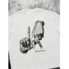 image:imageGORGLITTER Mens Lip Pattern Graphic Tees Loose Short Sleeve Crewneck T Shirts Streetwear TopWhite Letter  Hand Gesture