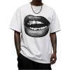 image:imageGORGLITTER Mens Lip Pattern Graphic Tees Loose Short Sleeve Crewneck T Shirts Streetwear TopWhite Lip