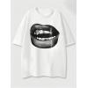 image:imageGORGLITTER Mens Lip Pattern Graphic Tees Loose Short Sleeve Crewneck T Shirts Streetwear TopWhite Lip
