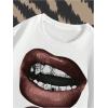image:imageGORGLITTER Mens Lip Pattern Graphic Tees Loose Short Sleeve Crewneck T Shirts Streetwear TopWhite Lips