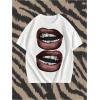 image:imageGORGLITTER Mens Lip Pattern Graphic Tees Loose Short Sleeve Crewneck T Shirts Streetwear TopWhite Lips