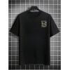 image:imageGORGLITTER Mens Round Neck Vintage Graphic TShirt Short Sleeve Casual Loose Tee TopBlack Tropical  Letter
