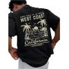 image:imageGORGLITTER Mens Round Neck Vintage Graphic TShirt Short Sleeve Casual Loose Tee TopBlack Tropical  Letter