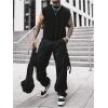 image:imageGORGLITTER Mens Sleeveless Tank Top Y2k Crew Neck Muscle Gym Streetwear Shirt Summer Casual Going Out TopsBlack
