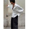 image:imageGORGLITTER Mens Striped Button Down Shirt Long Sleeve Collar Business Casual Beach Wedding Dress ShirtsBlack and White