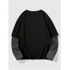 image:imageGORGLITTER Mens Y2k Goth Shirt Jersey Letter Graphic Color Block Oversized Long Sleeve Crewneck Vacation Tee TopsBlack Graphic