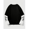 image:imageGORGLITTER Mens Y2k Goth Shirt Jersey Letter Graphic Color Block Oversized Long Sleeve Crewneck Vacation Tee TopsBlack and White