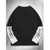 image:imageGORGLITTER Mens Y2k Goth Shirt Jersey Letter Graphic Color Block Oversized Long Sleeve Crewneck Vacation Tee TopsBlack and White Graphic