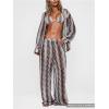 image:imageGORGLITTER Womens Boho Beach Cover Up Pants Crochet Low Rise Wide Leg Trousers Baggy Colorful Bottoms Festival OutfitsBrown