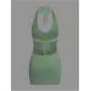 image:imageGORGLITTER Womens Crochet Beach Cover Up Dresses Hollow Out Tie Backless Halter Swimsuit CoverupsGreen