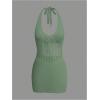 image:imageGORGLITTER Womens Crochet Beach Cover Up Dresses Hollow Out Tie Backless Halter Swimsuit CoverupsGreen