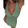 image:imageGORGLITTER Womens Crochet Beach Cover Up Dresses Hollow Out Tie Backless Halter Swimsuit CoverupsGreen