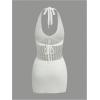 image:imageGORGLITTER Womens Crochet Beach Cover Up Dresses Hollow Out Tie Backless Halter Swimsuit CoverupsWhite