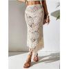 image:imageGORGLITTER Womens Crochet Beach Skirt Hollow Out Fringe High Waisted Bathing Suit Cover UpApricot
