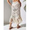 image:imageGORGLITTER Womens Crochet Beach Skirt Hollow Out Fringe High Waisted Bathing Suit Cover UpApricot