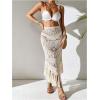 image:imageGORGLITTER Womens Crochet Beach Skirt Hollow Out Fringe High Waisted Bathing Suit Cover UpApricot