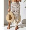 image:imageGORGLITTER Womens Crochet Beach Skirt Hollow Out Fringe High Waisted Bathing Suit Cover UpApricot