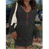 image:imageGORGLITTER Womens Crochet Bikini Cover Up Dress Cut Out Long Sleeve Beach Bathing Suit Swimsuit OutfitsBlack