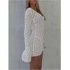 image:imageGORGLITTER Womens Crochet Bikini Cover Up Dress Cut Out Long Sleeve Beach Bathing Suit Swimsuit OutfitsWhite