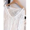 image:imageGORGLITTER Womens Crochet Boho Beach Cover Up Long Sleeve V Neck Sheer Knitted Swimwear Coverups Top