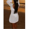 image:imageGORGLITTER Womens Crochet Dress Cover Up Swimsuit Boho Long Sleeve Bikini Beach Bathing Suit Coverup SwimwearWhite