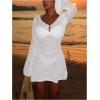 image:imageGORGLITTER Womens Crochet Dress Cover Up Swimsuit Boho Long Sleeve Bikini Beach Bathing Suit Coverup SwimwearWhite