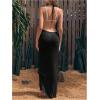 image:imageGORGLITTER Womens Crochet Halter Bathing Suit Coverups Dresses Backless Beach Bikini Swim Suit Cover Up for SwimwearBlack