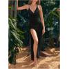 image:imageGORGLITTER Womens Crochet Halter Bathing Suit Coverups Dresses Backless Beach Bikini Swim Suit Cover Up for SwimwearBlack