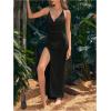 image:imageGORGLITTER Womens Crochet Halter Bathing Suit Coverups Dresses Backless Beach Bikini Swim Suit Cover Up for SwimwearBlack