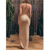 image:imageGORGLITTER Womens Crochet Halter Bathing Suit Coverups Dresses Backless Beach Bikini Swim Suit Cover Up for SwimwearKhaki