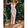 image:imageGORGLITTER Womens Crochet Halter Bathing Suit Coverups Dresses Backless Beach Bikini Swim Suit Cover Up for SwimwearWhite