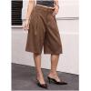 image:imageGORGLITTER Womens Dressy Wide Leg Dress Bermuda Shorts Casual Business Pleated High Waisted Summer Trouser ShortsCoffee Brown