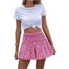 image:imageGORGLITTER Womens Floral Flowy Shorts Wide Leg High Waisted Summer Boho Shorts Pink Medium