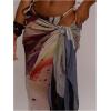 image:imageGORGLITTER Womens Floral Print Boho Swimsuit Cover Up Colorful Mesh Knot Side Wrap Summer Beach SkirtsGrey Multicolor