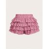 image:imageGORGLITTER Womens Gingham Shorts Bow Cute Y2K Layered High Waisted Ruffle Mini Shorts Micro BoyshortsRed and White