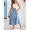 image:imageGORGLITTER Womens Jean Denim Maxi Long Skirts Rodeo Outfits Casual Ruffle Tiered High Waisted Y2k Flowy A Line SkirtsLight Wash