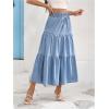 image:imageGORGLITTER Womens Jean Denim Maxi Long Skirts Rodeo Outfits Casual Ruffle Tiered High Waisted Y2k Flowy A Line SkirtsLight Wash