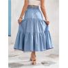 image:imageGORGLITTER Womens Jean Denim Maxi Long Skirts Rodeo Outfits Casual Ruffle Tiered High Waisted Y2k Flowy A Line SkirtsLight Wash