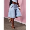 image:imageGORGLITTER Womens Jean Denim Shorts Jorts Y2k Wide Leg Baggy Long Jeans Low Rise Loose Fit Bermuda Trouser ShortsBlue