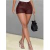 image:imageGORGLITTER Womens Leather Shorts Festival Disco Rodeo Outfits High Waisted Sexy Rave Party Mini Booty Micro ShortsBurgundy