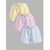 image:imageGORGLITTER Womens Summer Striped Boxer Shorts Elastic Waist Y2k Vacation Beach Bottoms Lounge Sleep Pajama Shorts Pack Blue Pink Yellow Medium