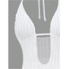 image:imageGORGLITTER Womens Textured Double Slit Beach Cover Ups Dress Cutout Deep V Halter Crochet Swimwear CoverupsWhite
